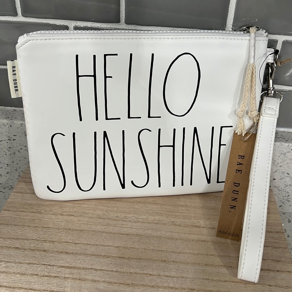 New Rae Dunn HELLO SUNSHINE Wristlet Clutch Bag